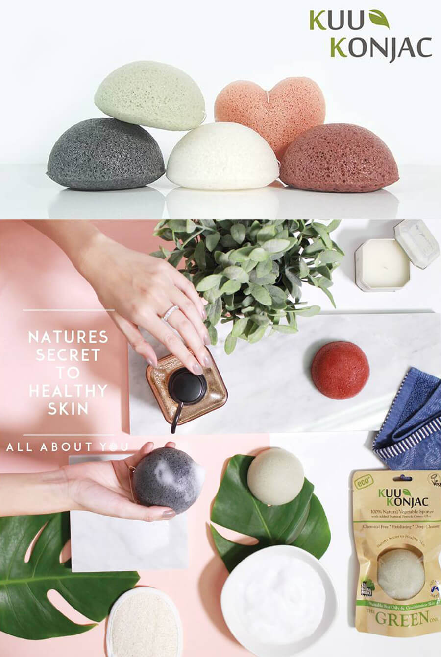 Kuu Konjac,Sponge With French Red Clay,ฟองน้ำ,ใยบุก,โคลนแดงฝรั่งเศส,ผิวแห้ง,บอบบางแพ้ง่าย,ใยบุกพืชจากธรรมชาติ