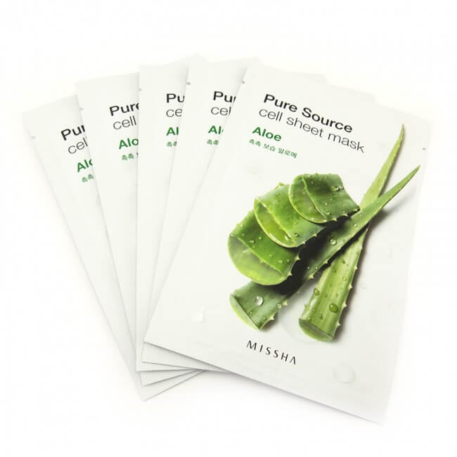 Pure Source Cell Sheet Mask,Pure Source Cell Sheet Mask-aloe, มาส์กว่านหางจระเข้,แผ่นมาส์กหน้า,misshaแผ่นมาส์กหน้า,Missha.มิชช่า